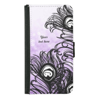 Peacock Feather Purple Bokeh - Galaxy S5 Wallet Phone Case For Samsung Galaxy S5