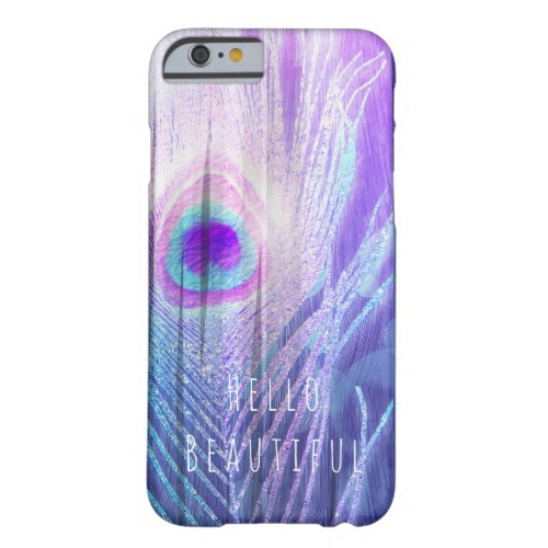 Peacock Feather Purple Glam Boho Chic Glam Custom Barely There iPhone 6 Case