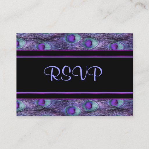 Customizable Peacock Feather Purple - RSVP Business Card Templates