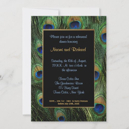 Peacock Feather Rehearsal Dinner Invitation