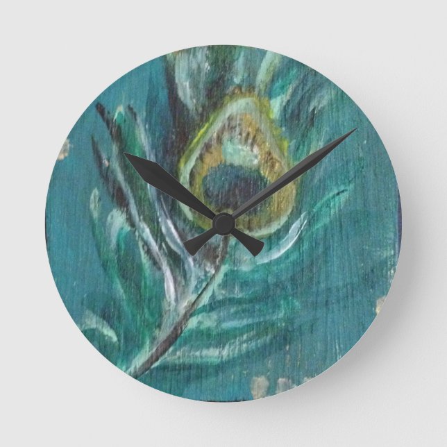 Peacock Feather Round Clock (Front)