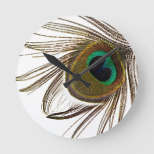 Peacock Feather Round Clock