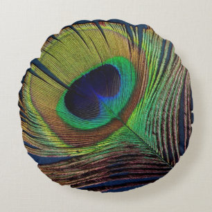 peacock feather round pillow home decor