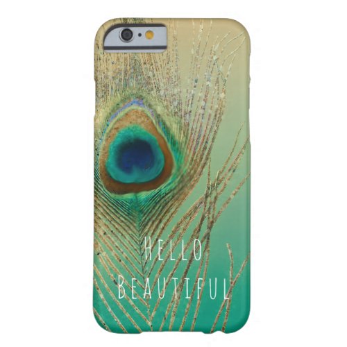 Peacock Feather Sand and Teal Boho Glam Elegant Barely There iPhone 6 Case