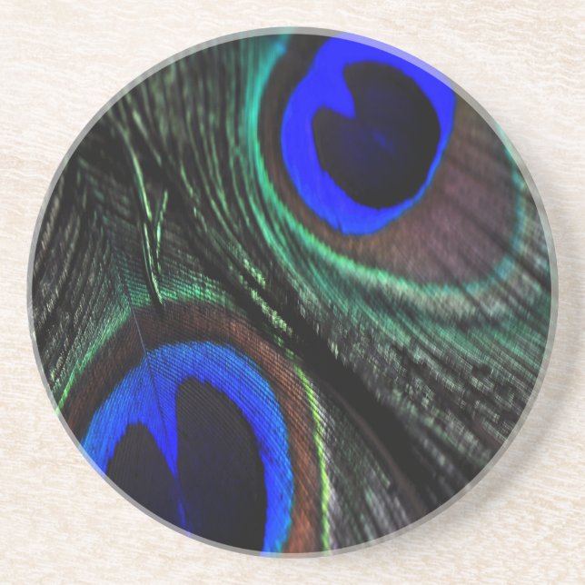 Peacock feather sandstone coaster (Front)