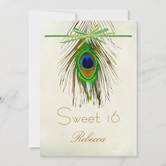 Peacock feather Sweet 16 Invitation (Front)