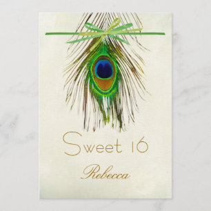 Peacock feather Sweet 16 Invitation