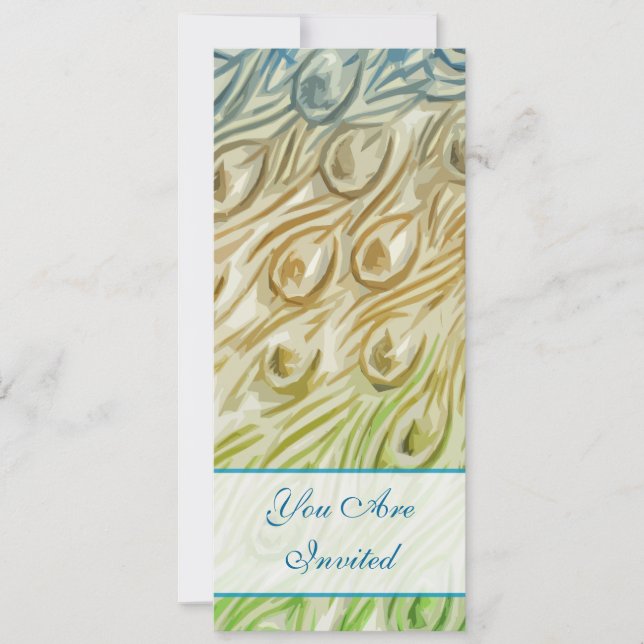 Peacock Feather Swirls Wedding Invitation (Front)