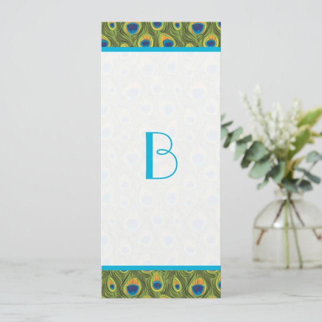 Peacock Feather Swirls Wedding Invitation (Standing Front)