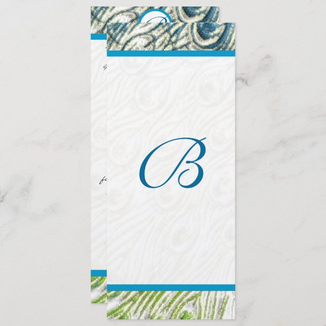 Peacock Feather Swirls Wedding Invitation (Front/Back)