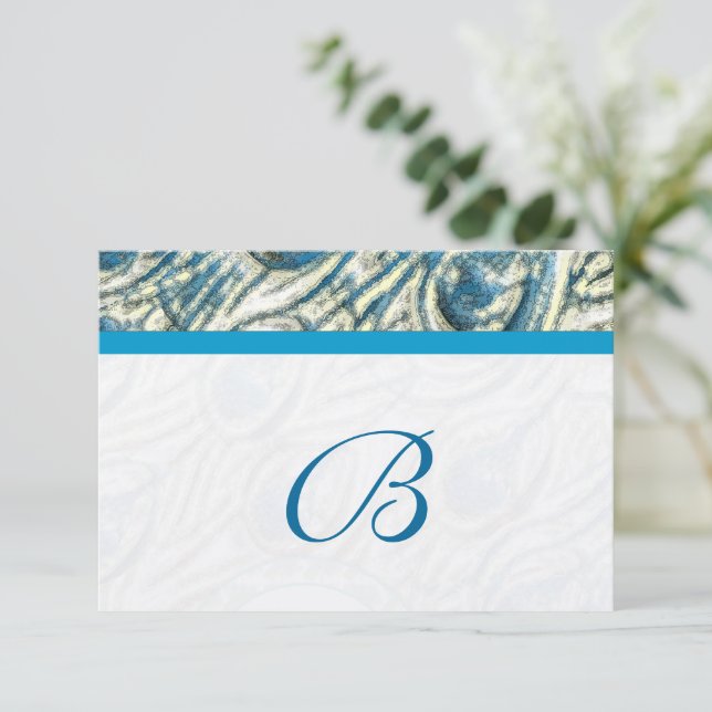 Peacock Feather Swirls Wedding RSVP (Standing Front)