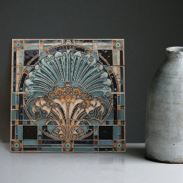 Peacock Feather Symbolism Belle Epoque Art Deco Ceramic Tile
