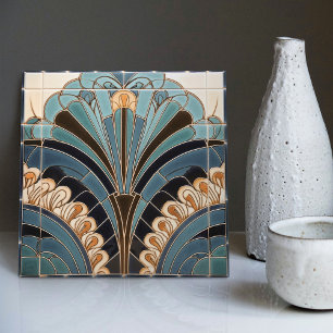 Peacock Feather Symbolism Belle Epoque Art Deco Ceramic Tile
