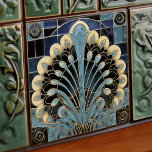 Peacock Feather Symbolism Belle Epoque Art Deco Ceramic Tile<br><div class="desc">This stunning ceramic tile features a symmetrical peacock feather pattern inspired by the Art Deco and Belle Epoque periods. The Belle Epoque, or "beautiful era, " was a time of artistic and cultural flourishing in Europe from the late 19th to early 20th century. The peacock feather was a popular motif...</div>