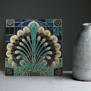 Peacock Feather Symbolism Belle Epoque Art Deco Ceramic Tile