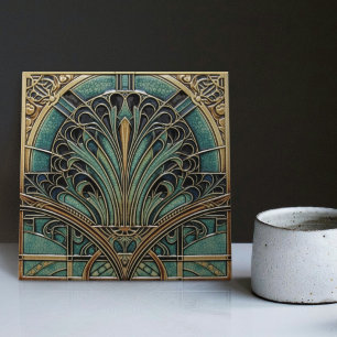 Peacock Feather Symbolism Belle Epoque Art Deco Ceramic Tile