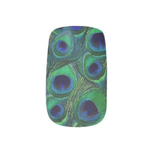 Peacock Feather Teal Green Blue Navy Minx Nail Wraps