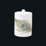 Peacock Feather Teapot<br><div class="desc">A peacock feather.</div>