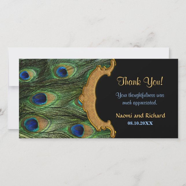 Peacock Feather Thank You Card (Front)