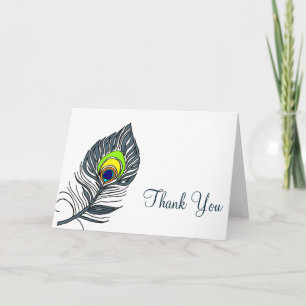 Peacock Feather Thank You Glamor Note Cards