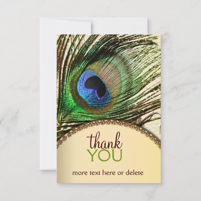 Peacock Feather Thank You Note (Front)