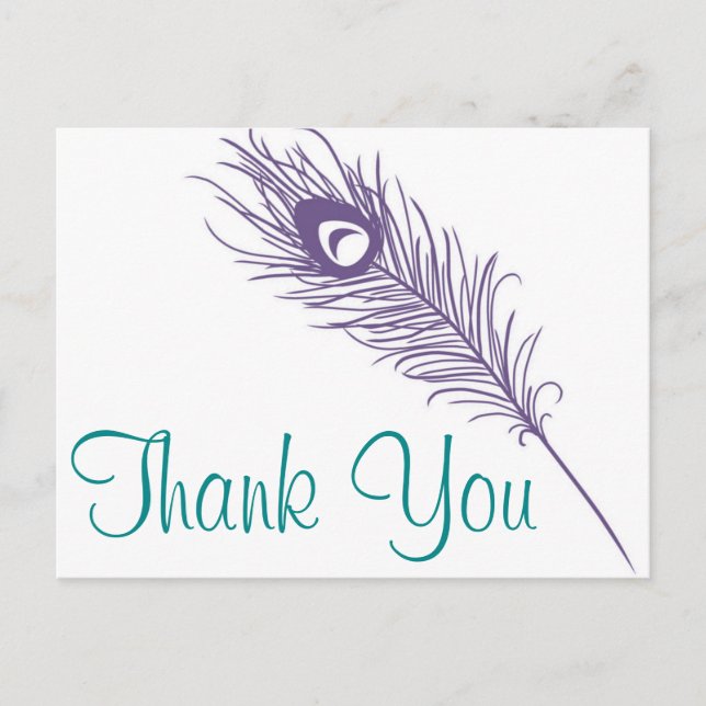 Peacock Feather Thank You Postcard (Front)