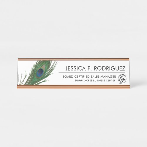 Peacock Feather Themed Elegant Desk Name Plate