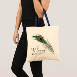 Peacock Feather | Themed Tote Bag<br><div class="desc">Matching wedding tote bags for the peacock feather poise wedding suite featuring your unique wedding day information.</div>