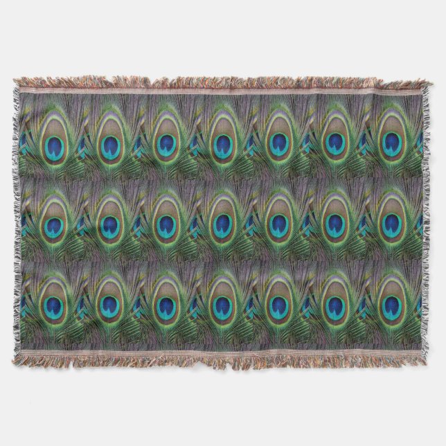 Peacock feather throw blanket (Front)