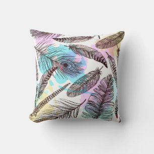 Peacock Feather Throw Pillow