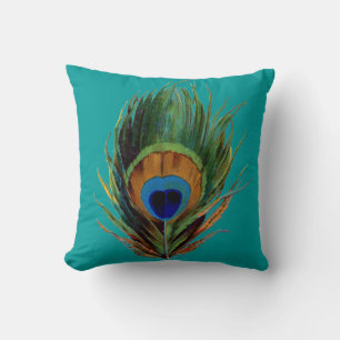 Peacock Feather Throw Pillow