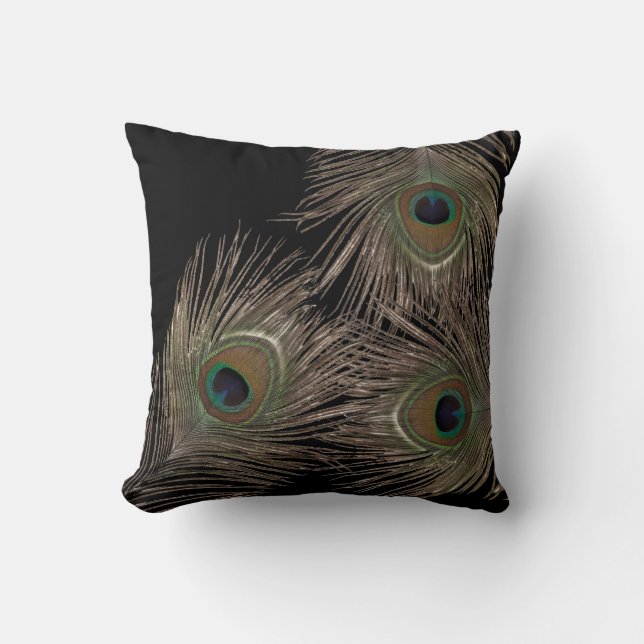 Peacock feather throw pillow (Front)