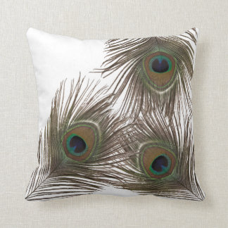 Peacock feather throw pillow
