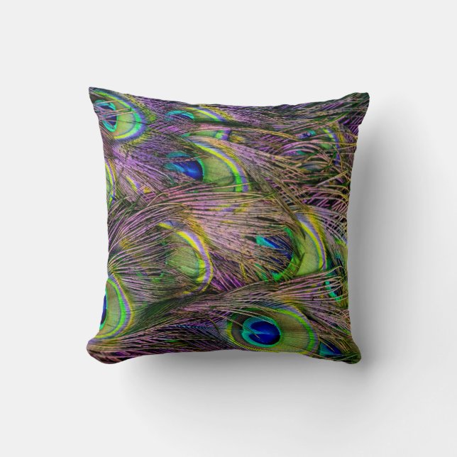 Peacock Feather  Throw Pillow (Front)
