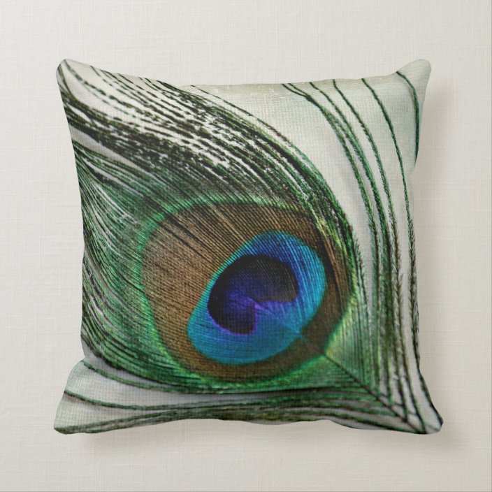 Peacock Feather Throw Pillow