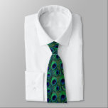 Peacock Feather Tie - Green Teal Navy Blue Purple<br><div class="desc">Double-sided design with same pattern on front and back! Unique, fashion-forward, men's tie features a repeating pattern of peacock feathers in deep, saturated shades of green, teal, navy blue, deep purple, and medium blue. Peacock feathers and peacock feather prints incorporated into fashions are all the rage right now, and this...</div>