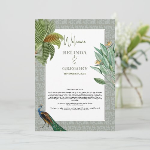 Peacock Feather Tropical Wedding Itinerary Program