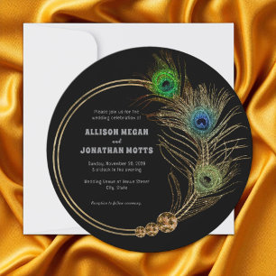 Peacock Feather Vibrant Elegant Wedding Invitation
