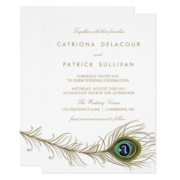 Peacock Feather Vintage Wedding Invitation