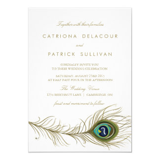 Feathers Gifts On Zazzle Elegant Pea Feathers Wedding Invitations