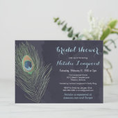Peacock Feather Watercolor Baby or Bridal Shower Invitation (Standing Front)