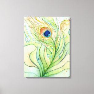 Peacock Feather Watercolor Painting Canvas Print