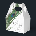 Peacock Feather | Wedding Favor Box<br><div class="desc">A unique Peacock Feather-themed set of white gift favor boxes tailored specifically to your future wedding event.  There are your wedding details on the front and your unique wedding guests thank you message on the reverse side.</div>