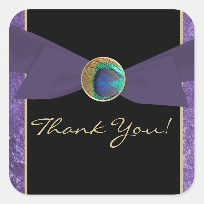 Peacock Feather Wedding Favor Thank You Stickers