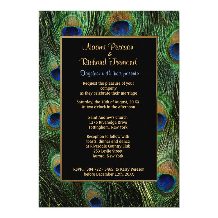 Peacock Feather Wedding Invitation