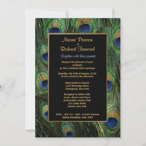 Peacock Feather Wedding Invitation