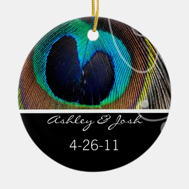 Peacock Feather Wedding Ornament (Front)