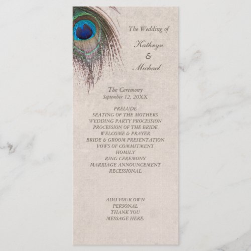 Peacock Feather Wedding Program