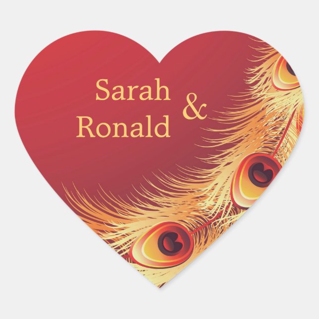 Peacock Feather Wedding Sticker (Front)