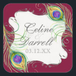 Peacock Feather Wedding Sticker or Seal<br><div class="desc">This vintage artwork has been design for a modern and contemporary wedding collection. There is a complete ensemble of products and can be created in several colorways. If you would like it to match your wedding let us know via email and we'll be happy to assist you. This design consists...</div>